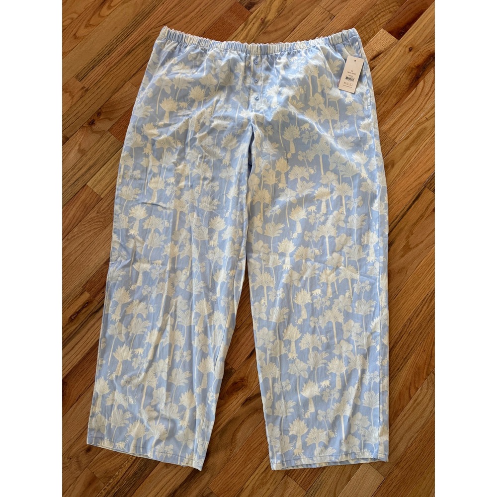 Joyspun Women 2X Blue Lark Palm Tree Lemur Woven Pajama Pants NWT